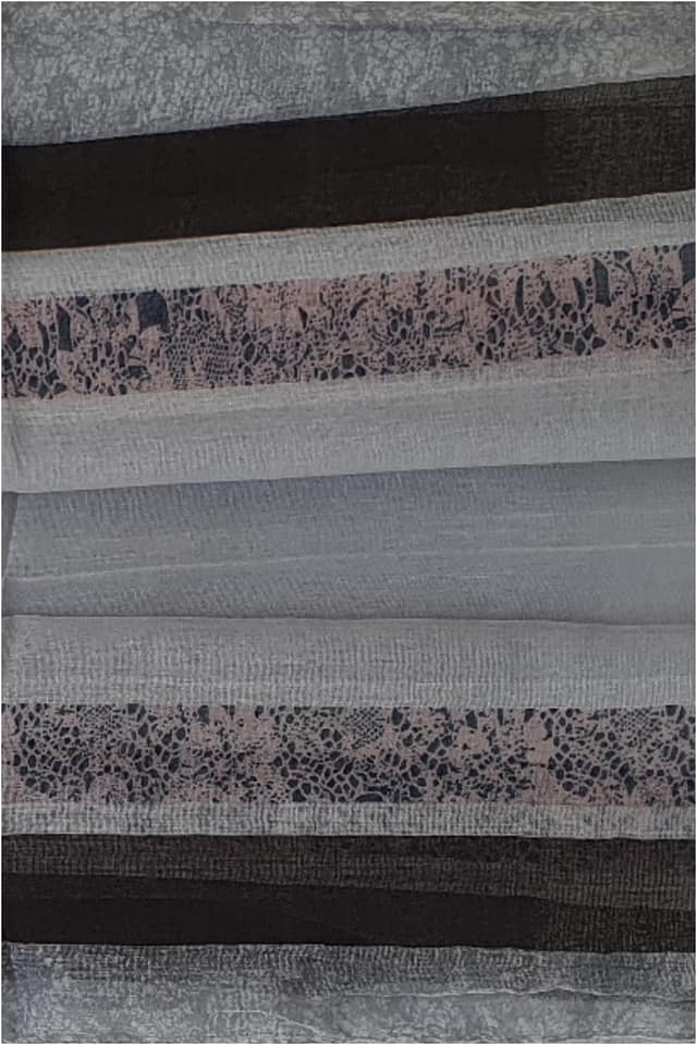 Pashmina estampada franjas gris negro