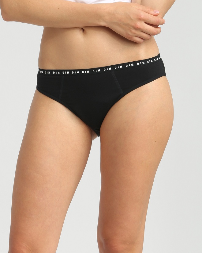 Braguita menstrual lavable de algodón bio* negra -flujo medio Dim Protect ay7