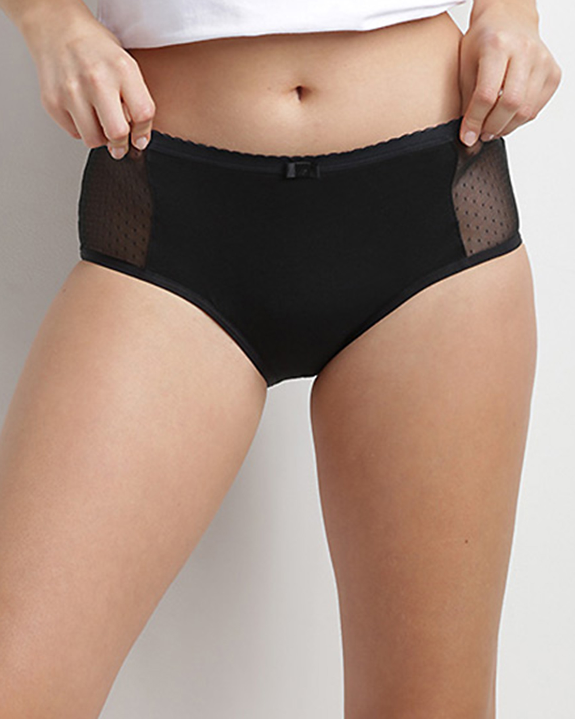 Culotte menstrual de algodón orgánico y encaje Negro Flujo medio Dim Protect modelo bz4 talla s y l