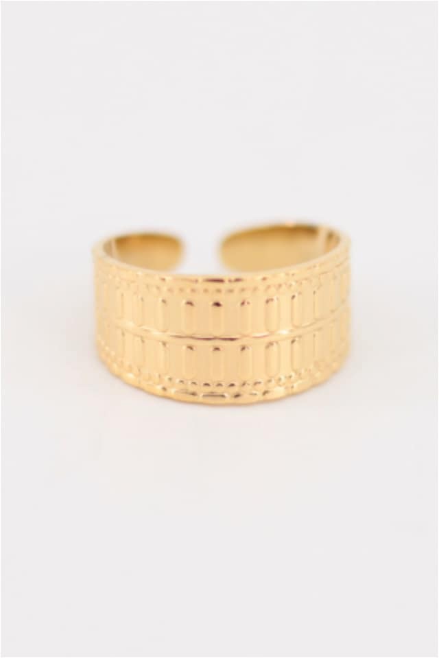 ANILLO MUJER ACERO DORADO GRUESO AJUSTABLE