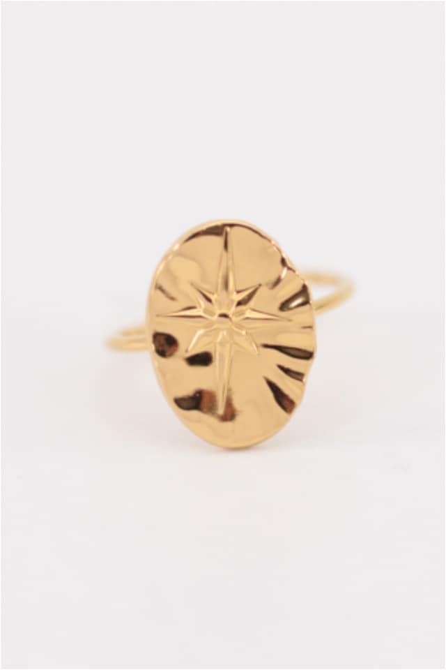 ANILLO MUJER ACERO DORADO CHAPA ESTRELLA AJUSTABLE