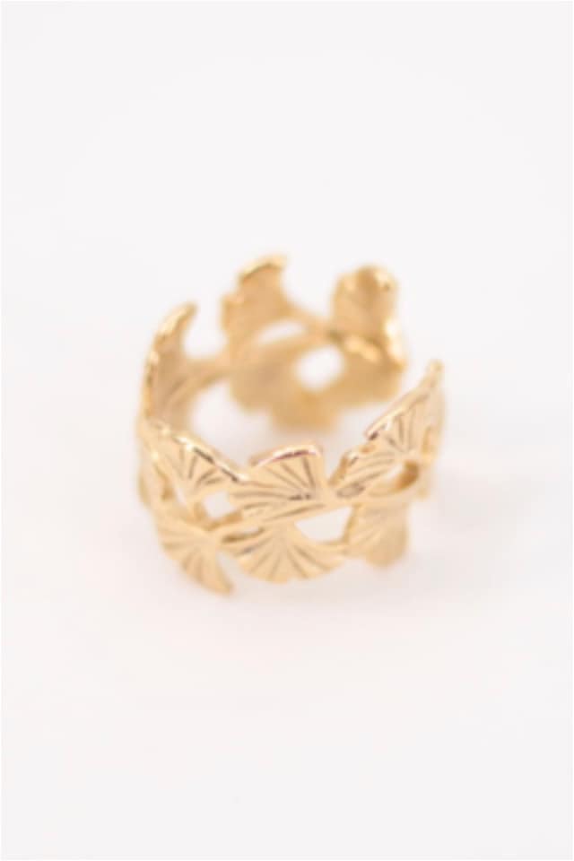 ANILLO MUJER ACERO DORADO HOJAS