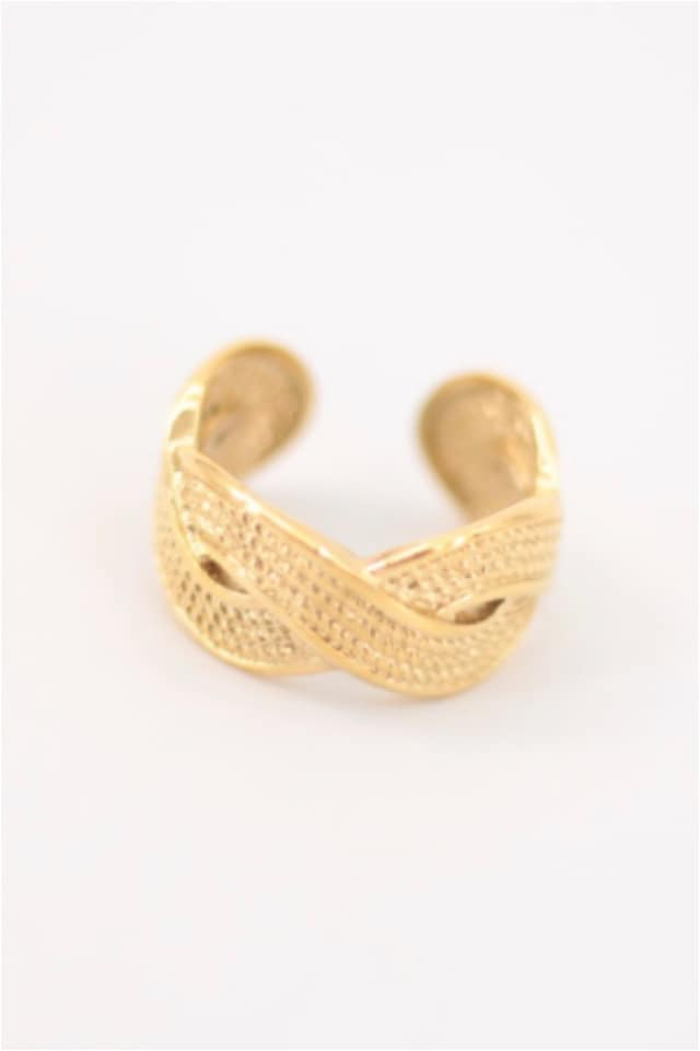 ANILLO MUJER ACERO DORADO TRENZA INFINITO GRUESO
