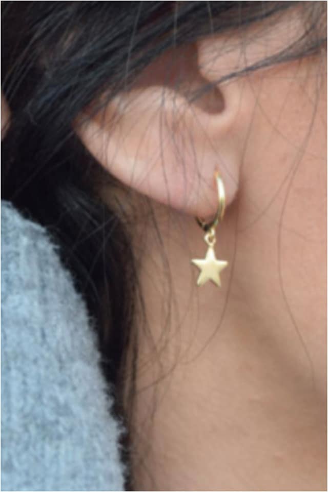 PENDIENTES MUJER ACERO DORADO ARO CON ESTRELLA