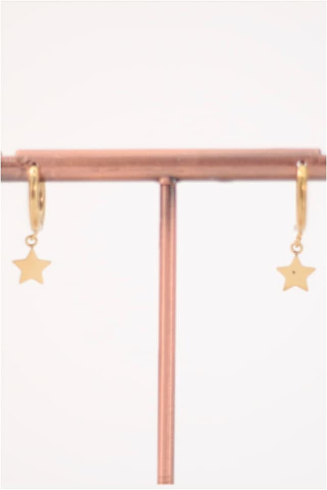 PENDIENTES MUJER ACERO DORADO ARO CON ESTRELLA