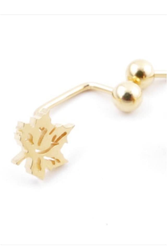 PENDIENTES MUJER BARRA HOJA ACERO DORADO