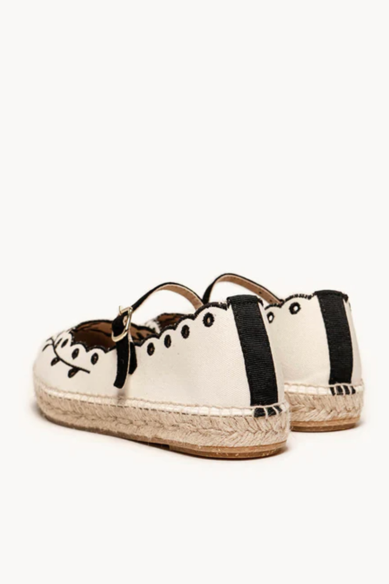 Alpargata plana de lona CAMPANILLA BORDADA NEGRO - Imagen 5