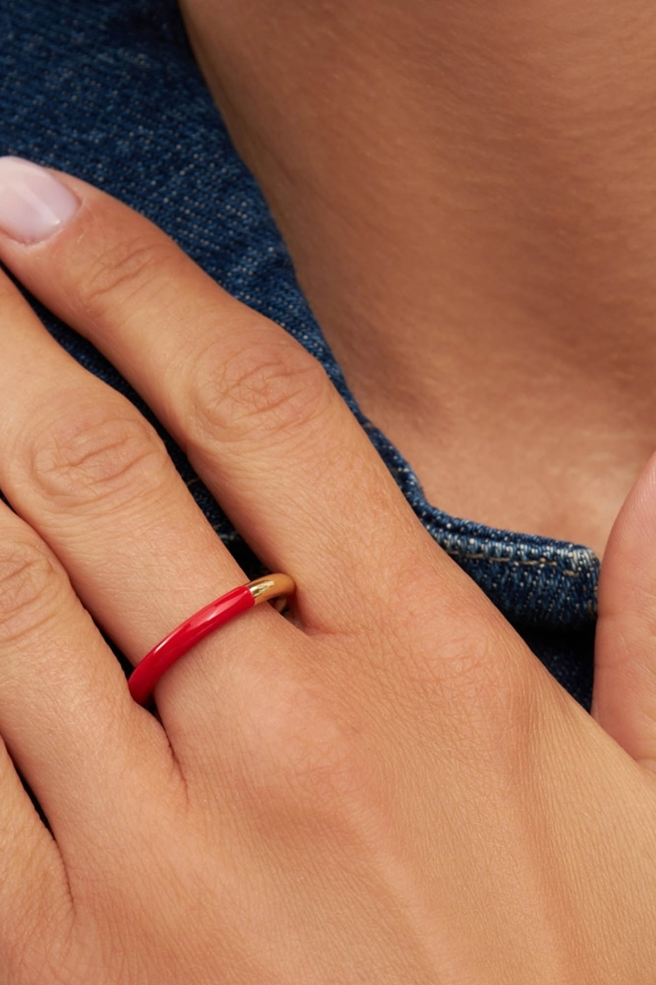 Anillo bañado en oro doble color ROJO - Imagen 5