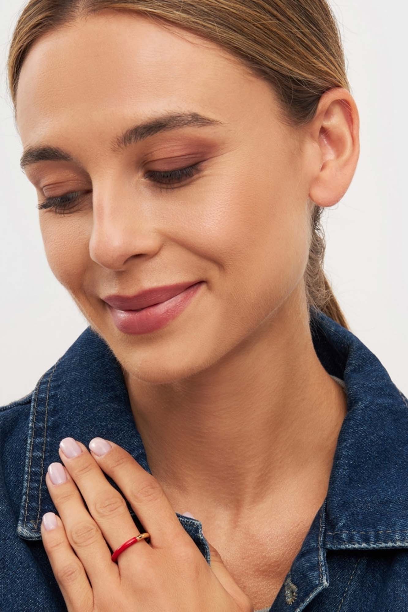 Anillo bañado en oro doble color ROJO - Imagen 6