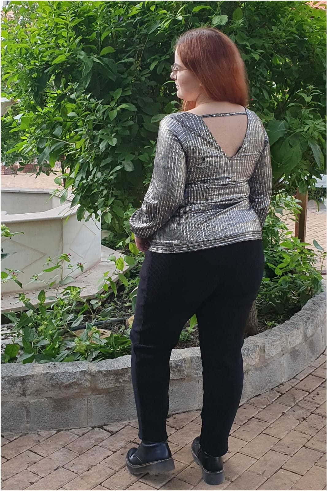 Blusa mujer talla grande plateada