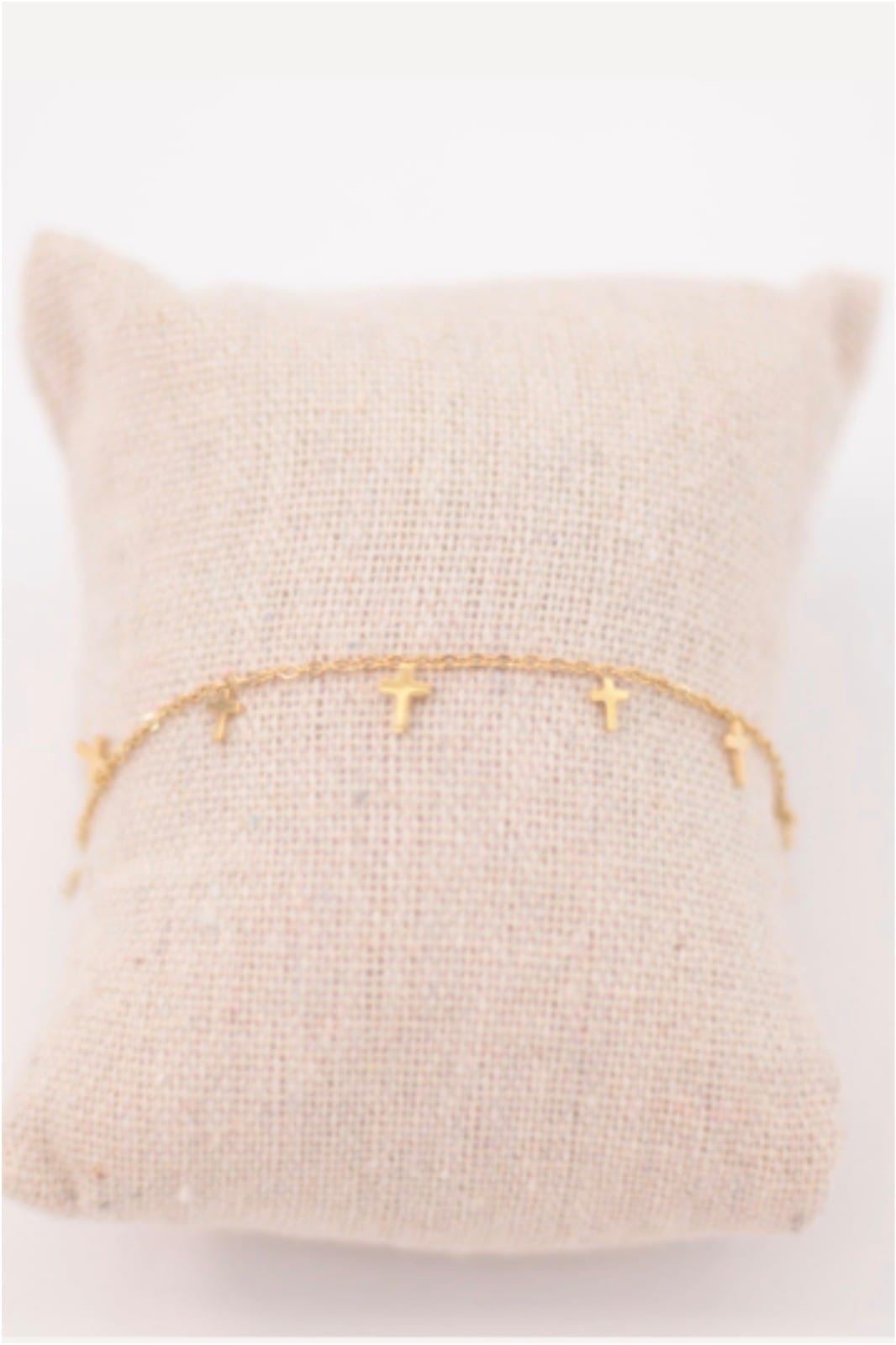 Pulsera mujer acero dorado cruces