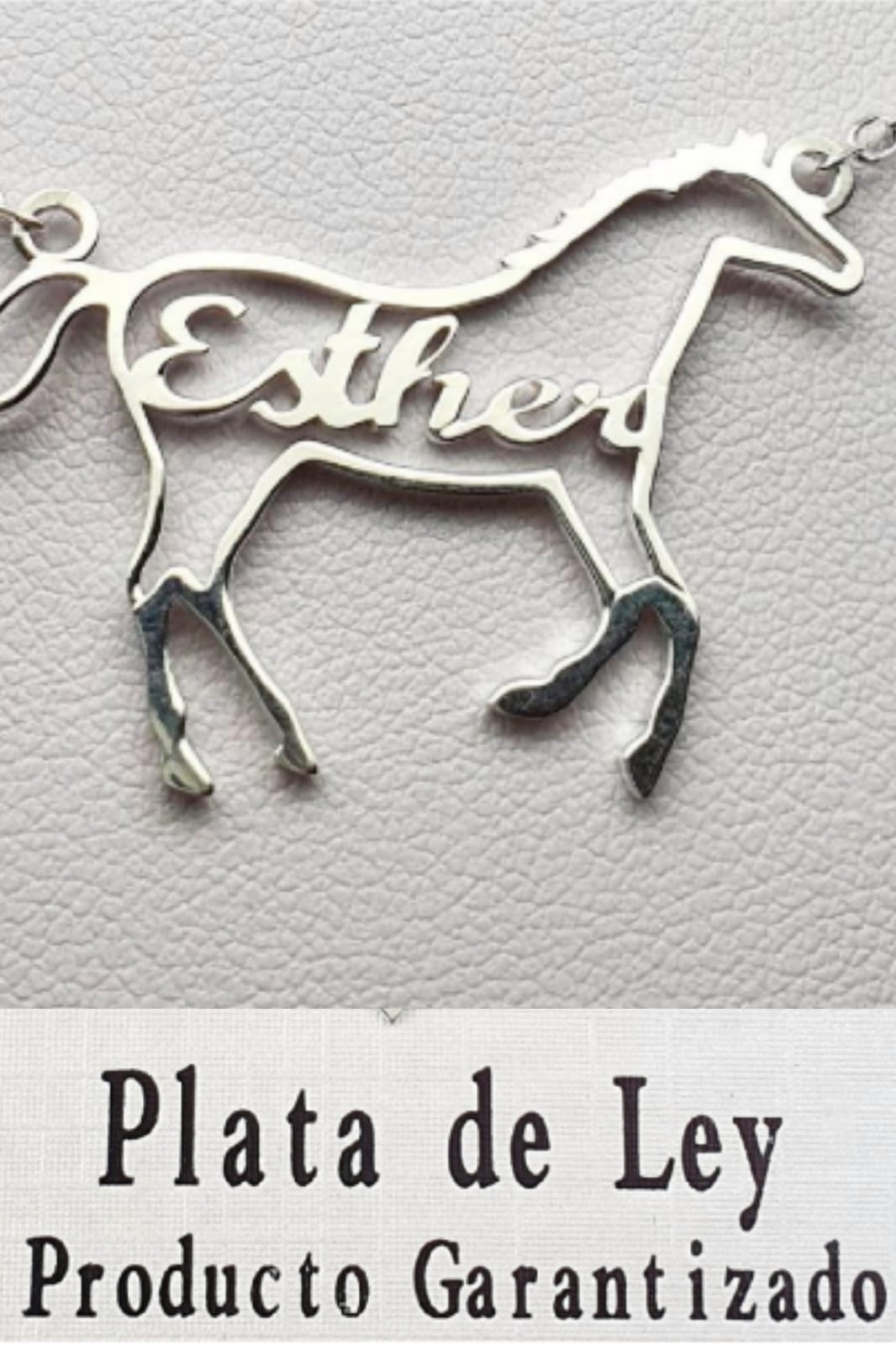 Gargantilla CABALLO con nombre de Plata de ley