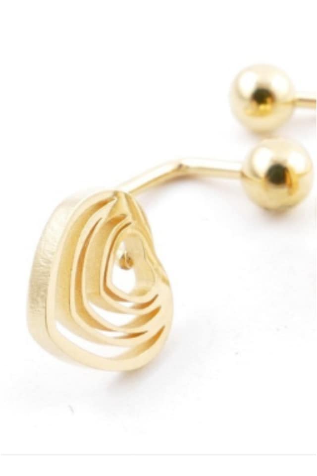 Pendientes mujer acero dorado barra corazón