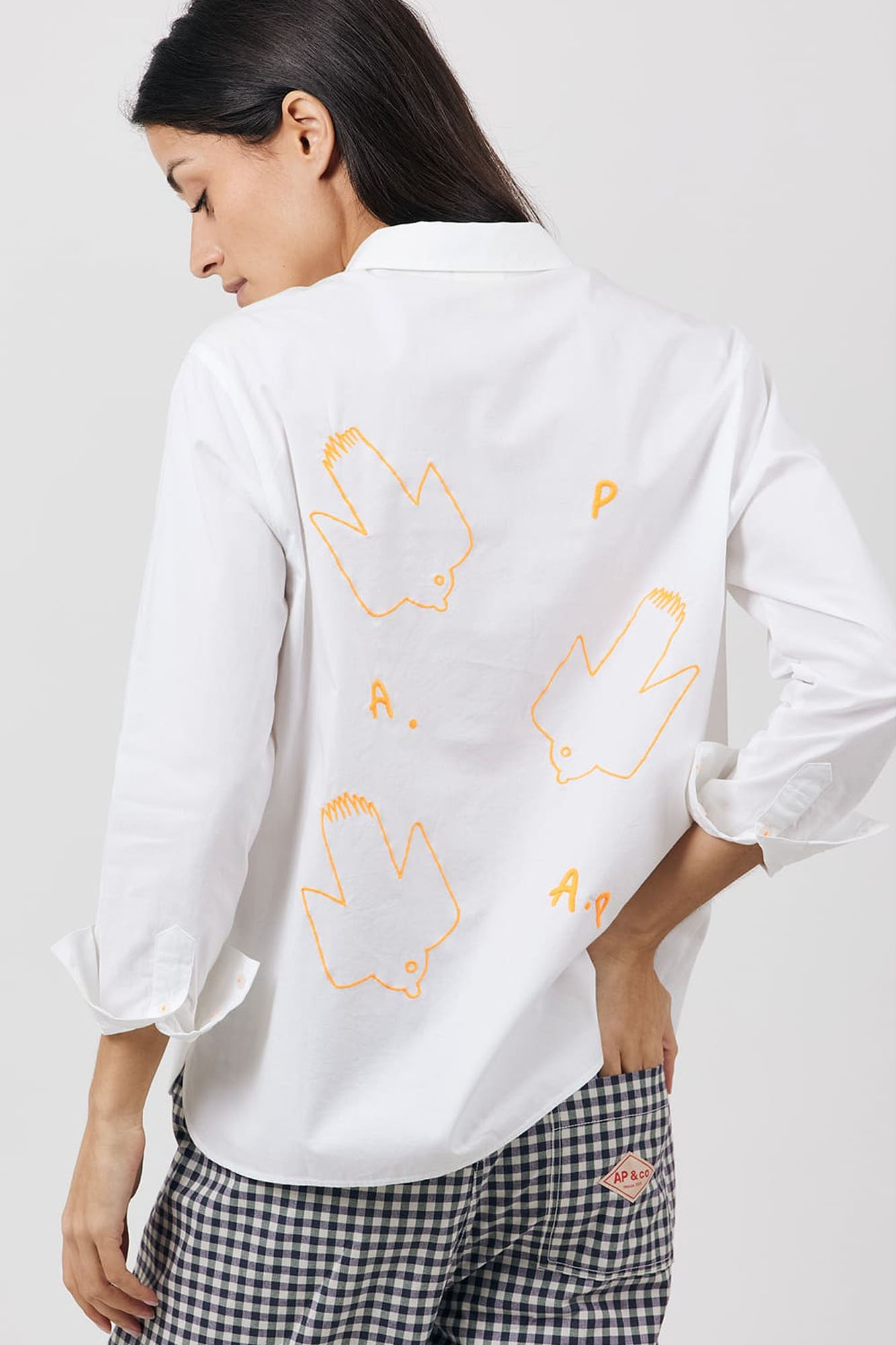 Camisa de algodón bordada OISEAUX