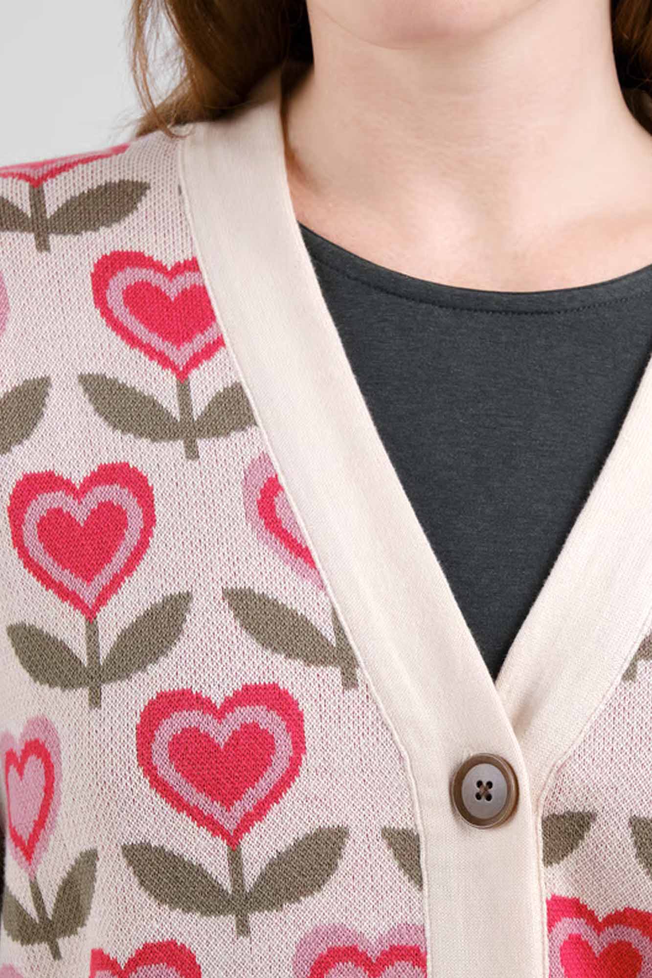 Cárdigan de algodón orgánico FLOWERS VAINILLA - Imagen 4