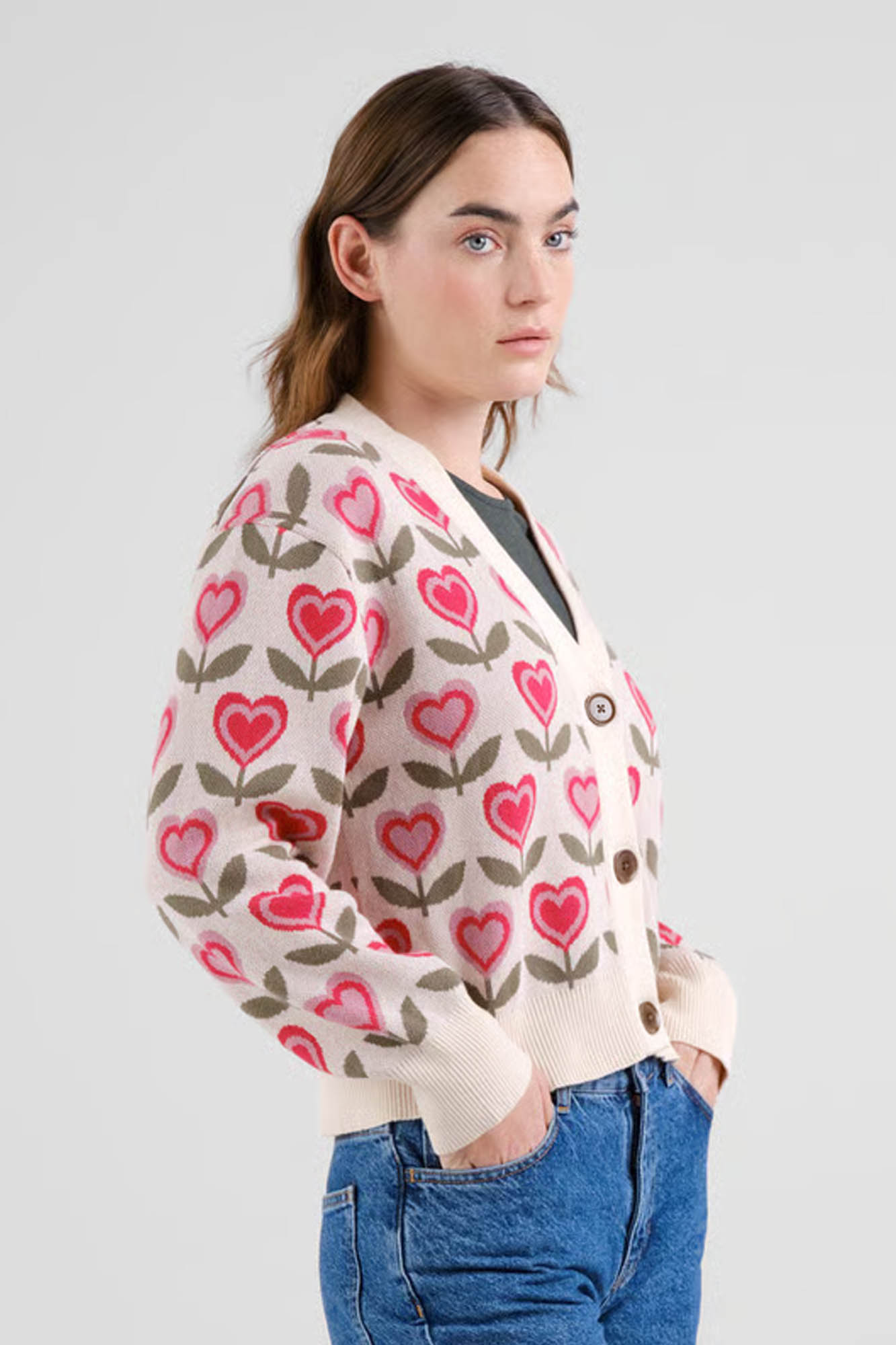 Cárdigan de algodón orgánico FLOWERS VAINILLA - Imagen 3
