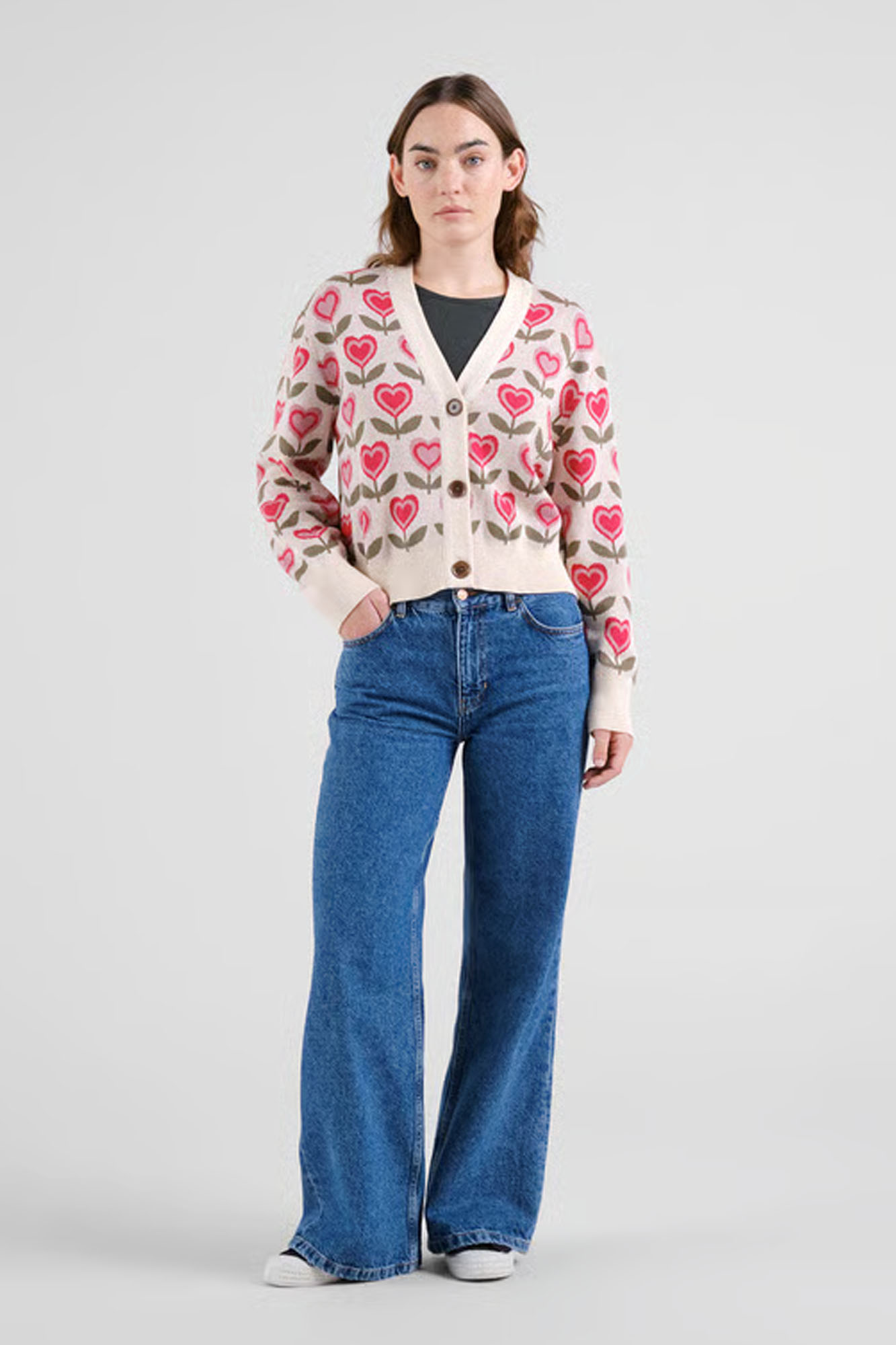 Cárdigan de algodón orgánico FLOWERS VAINILLA - Imagen 5