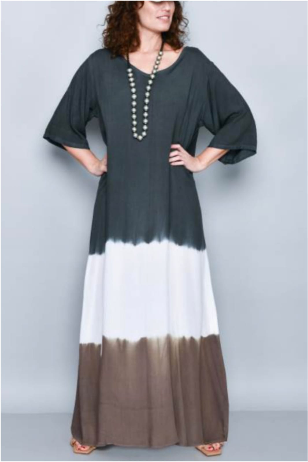 Vestido largo mujer tricolor viscosa