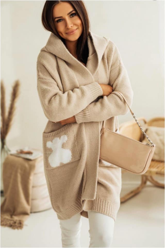 Chaqueta punto mujer estampado oso