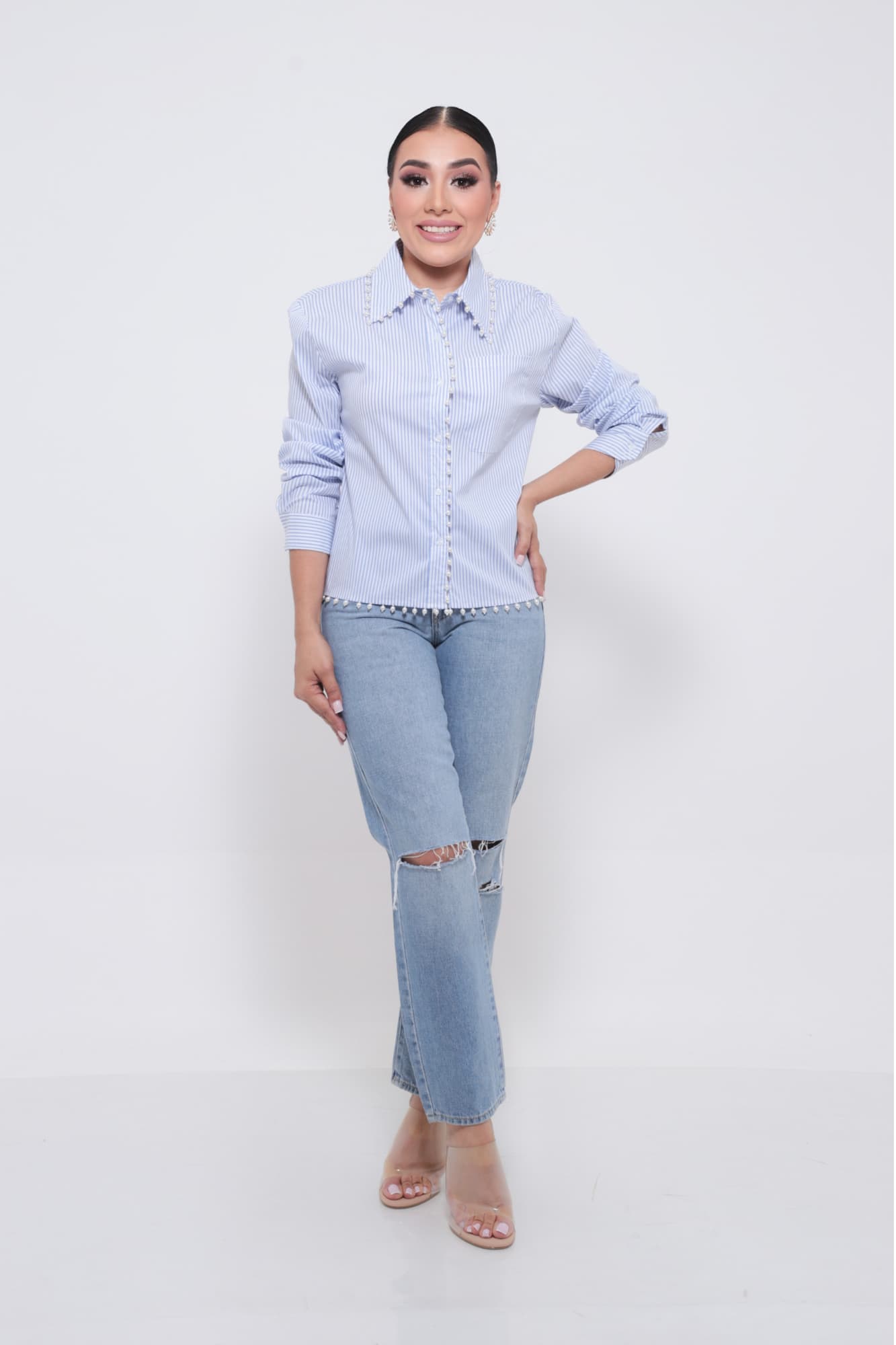 JEANS JUST BLACK RASGADO RECTO P06663