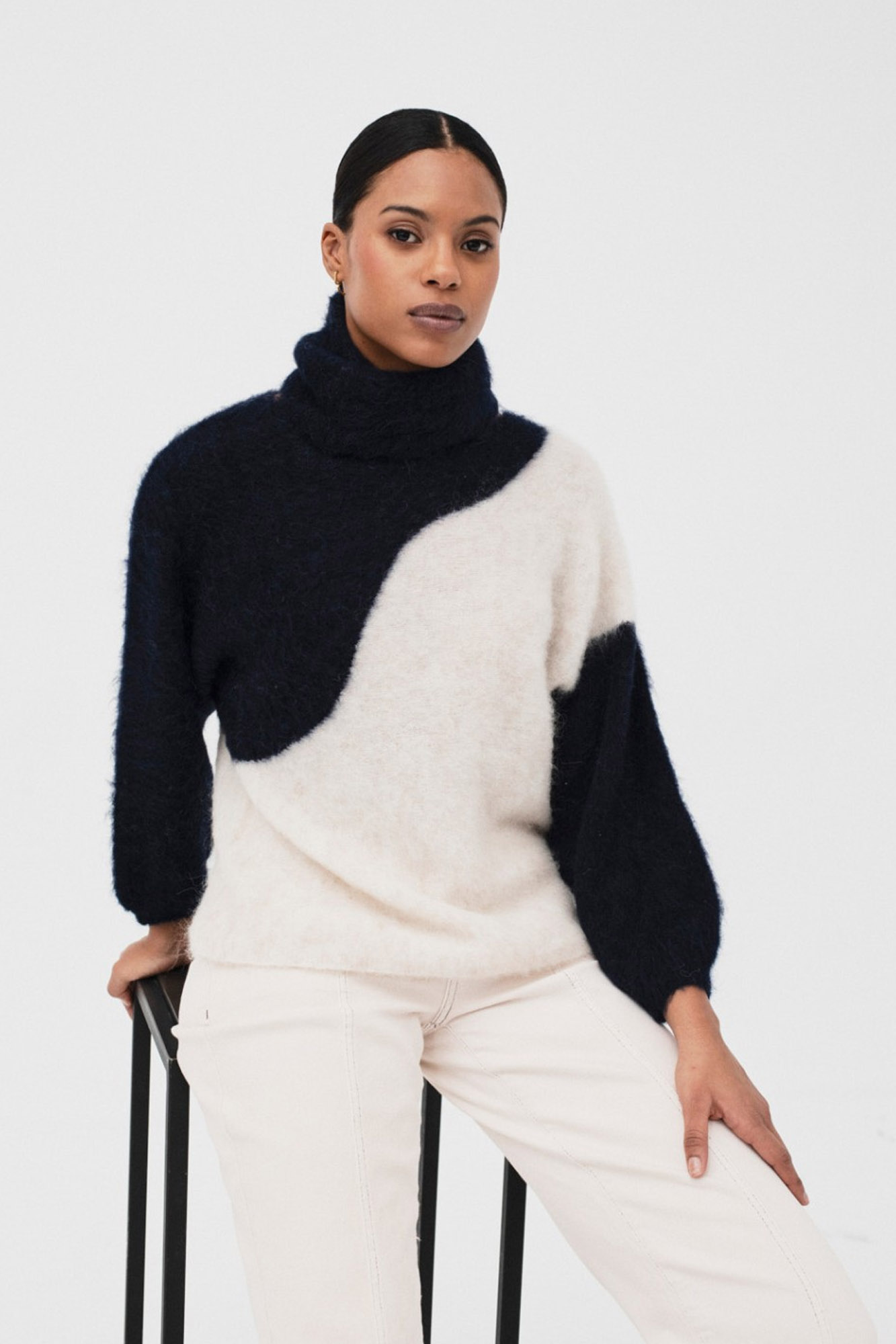 Jersey con cuello añadido AMARA NAVY