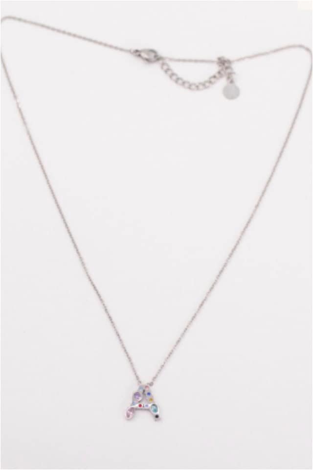 COLLAR MUJER ACERO PLATEADO CON LETRA A