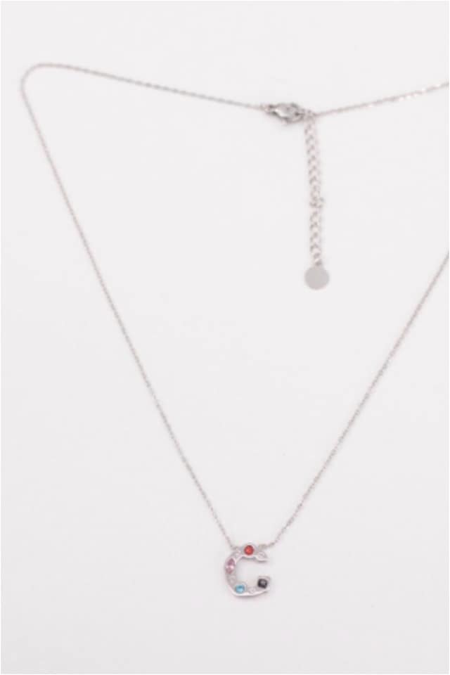 COLLAR MUJER ACERO PLATEADO CON LETRA C