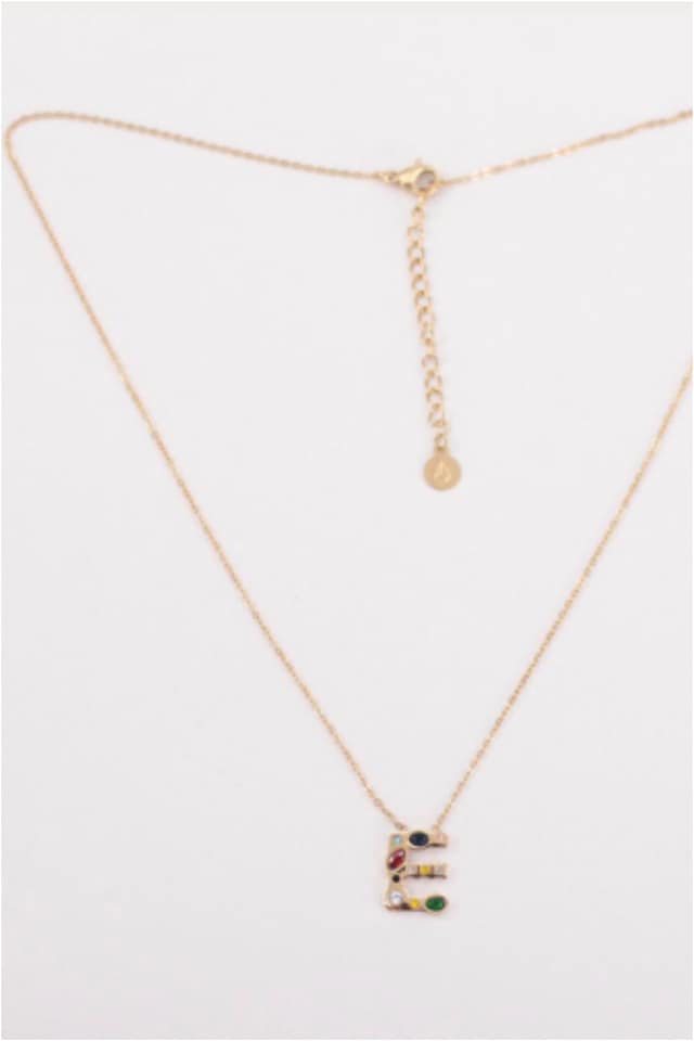 COLLAR MUJER ACERO DORADO CON LETRA E