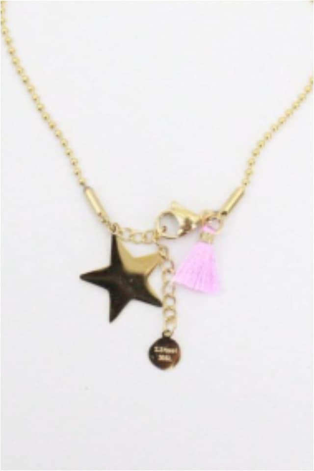 Pulsera mujer acero dorado estrella y pompón