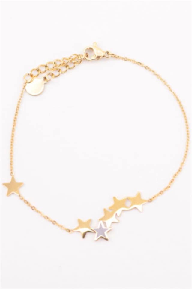 Pulsera mujer acero dorado estrellas