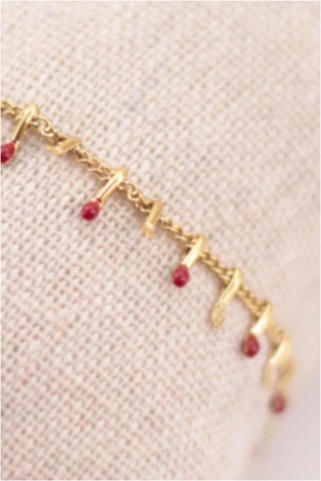 Pulsera mujer acero dorado espiga roja