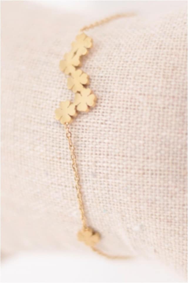 Pulsera mujer acero dorado trébol