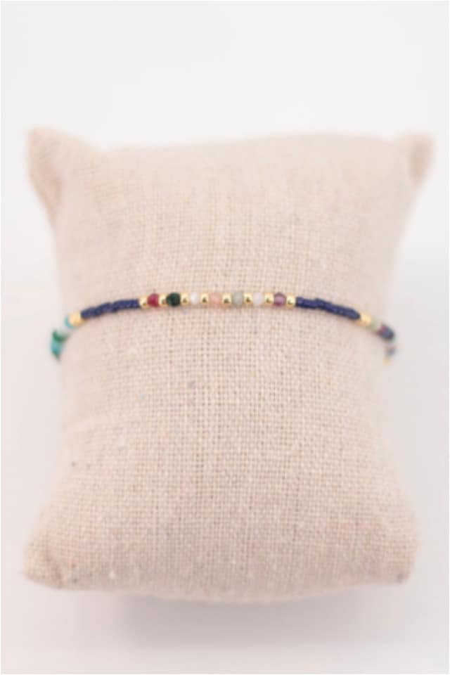 Pulsera mujer acero dorado con piedras y miju