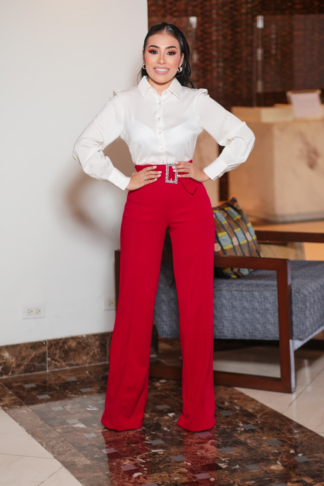 PALAZZO RED VALENTINE ELEGANTE P07105