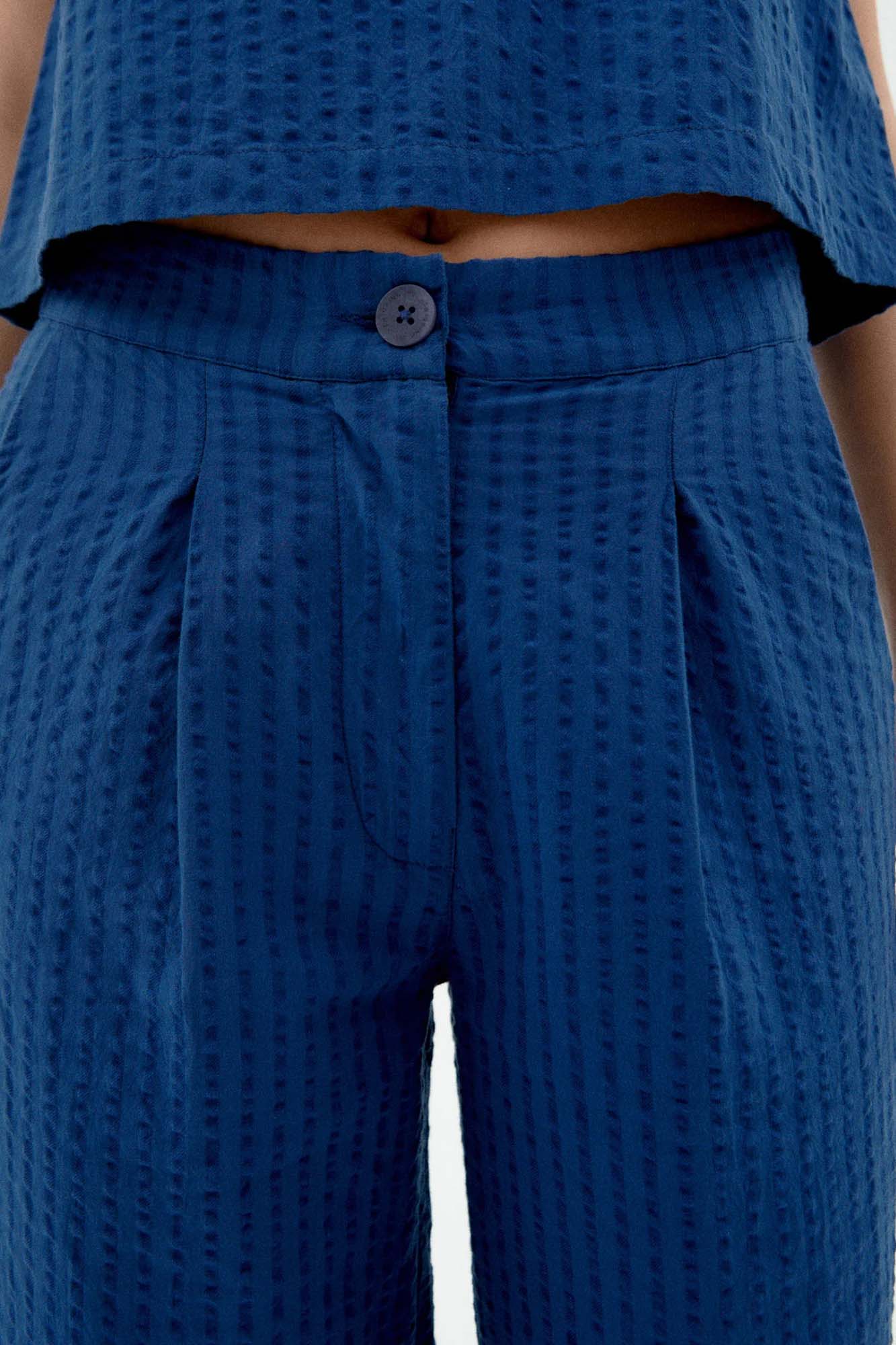 Pantalón azul seersucker MANOLITA - Imagen 3