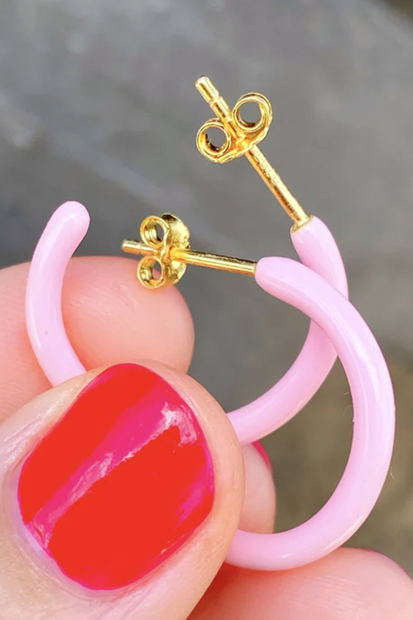 Par de pendientes aro COLOR HOOPS LIGHT PINK