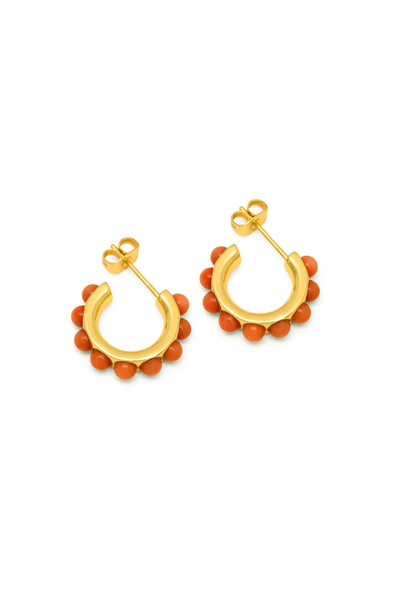 Par de pendientes bañados en oro FLOWER MIX CORAL - Imagen 5