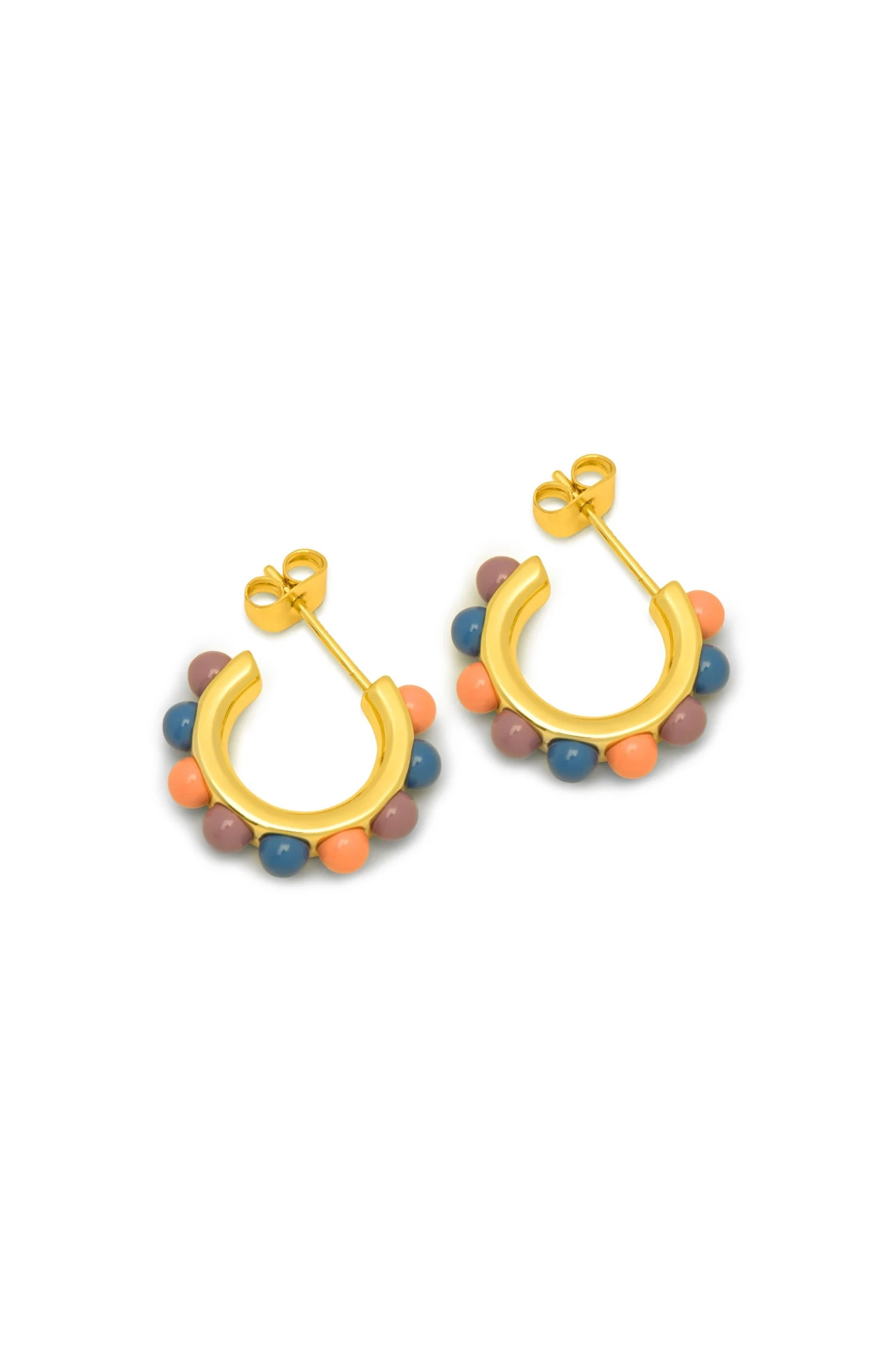 Par de pendientes bañados en oro FLOWER MIX