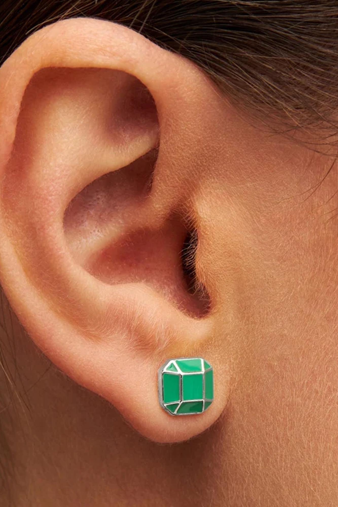 Pendiente 1 pieza bañando en plata DIAMANTE