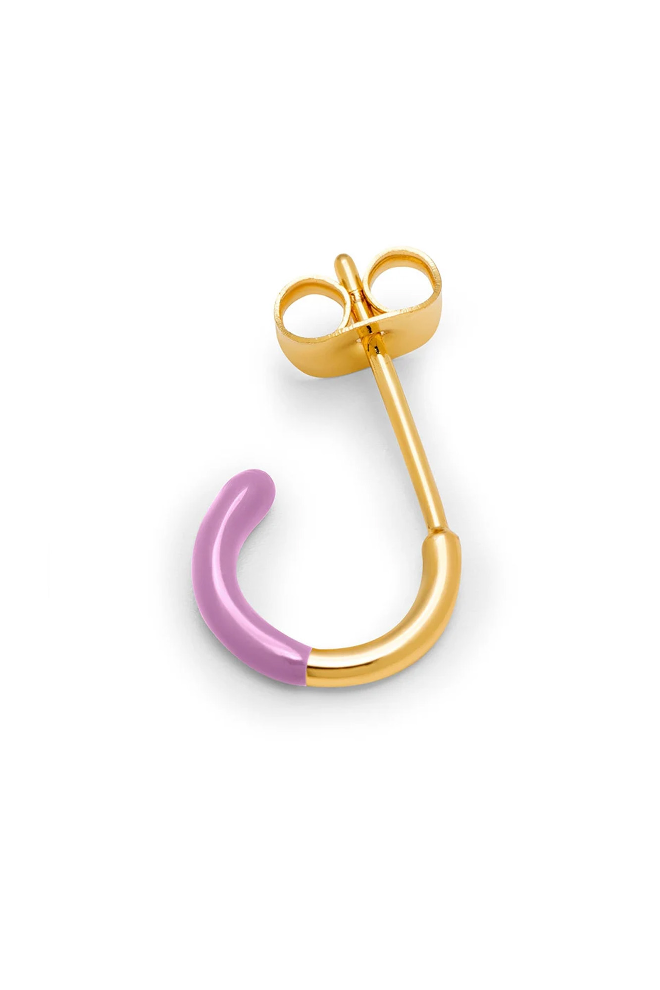 Pendiente aro bañado en oro 1 pieza HALF PURPLE - Imagen 3