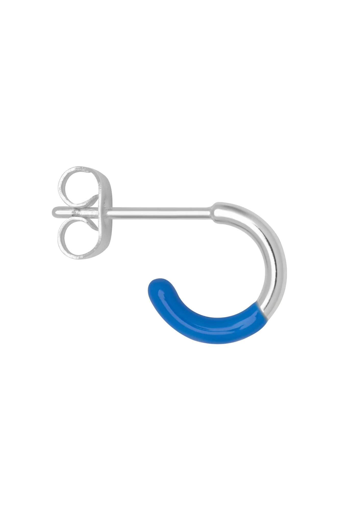 Pendiente aro bañado en plata 1 pieza HALF BLUE