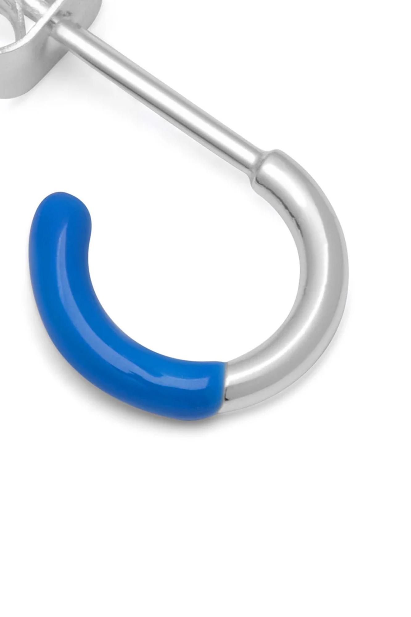 Pendiente aro bañado en plata 1 pieza HALF BLUE - Imagen 4