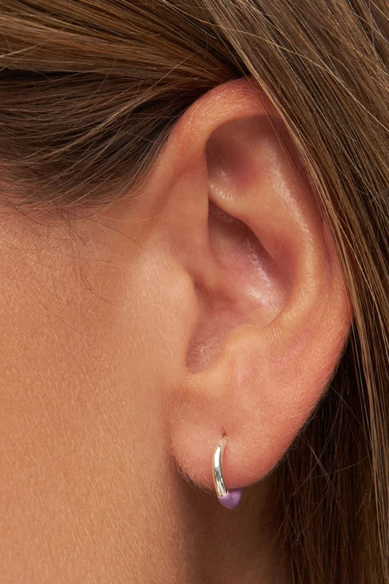 Pendiente aro bañado en plata 1 pieza HALF PURPLE