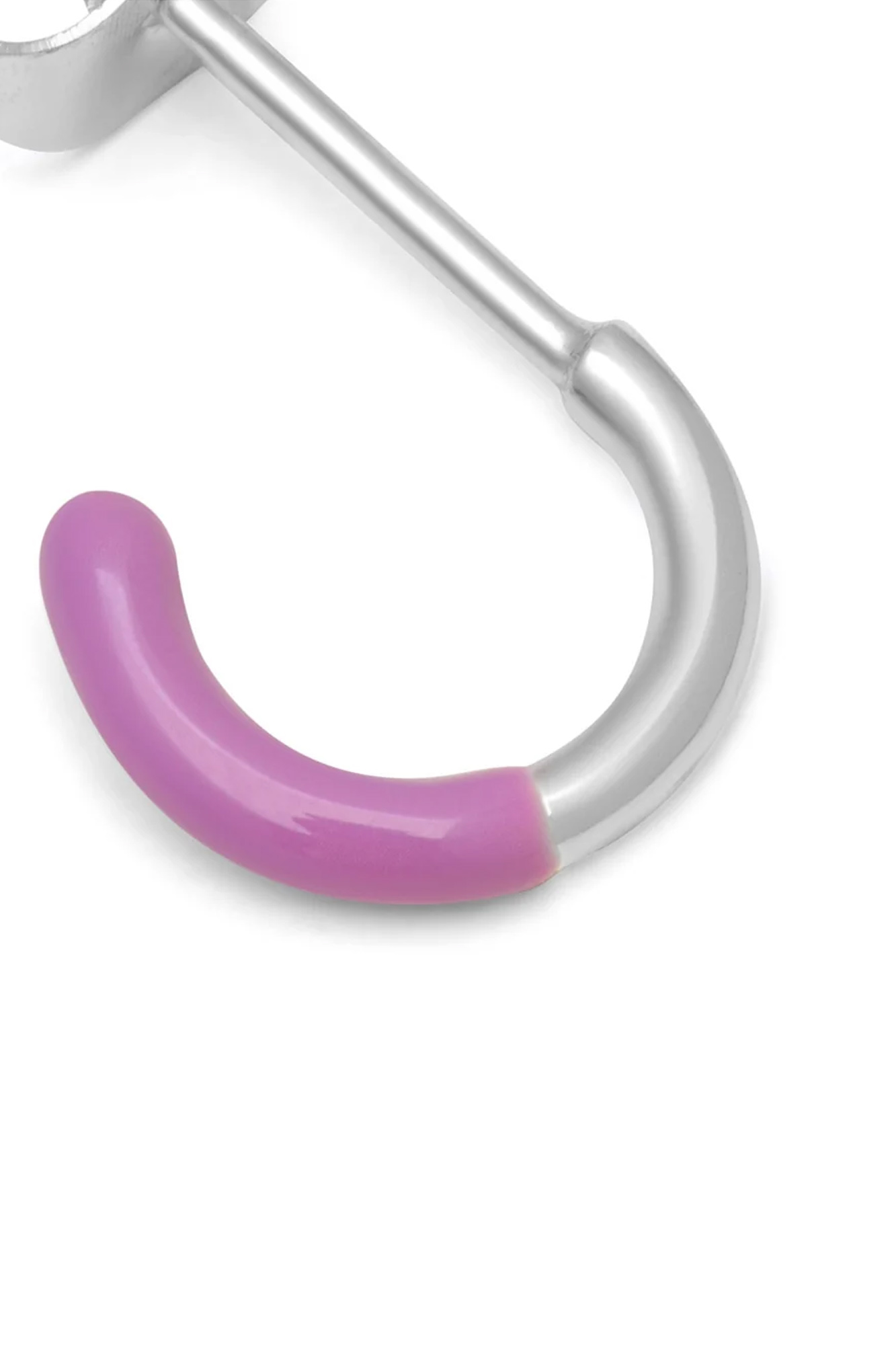 Pendiente aro bañado en plata 1 pieza HALF PURPLE - Imagen 4