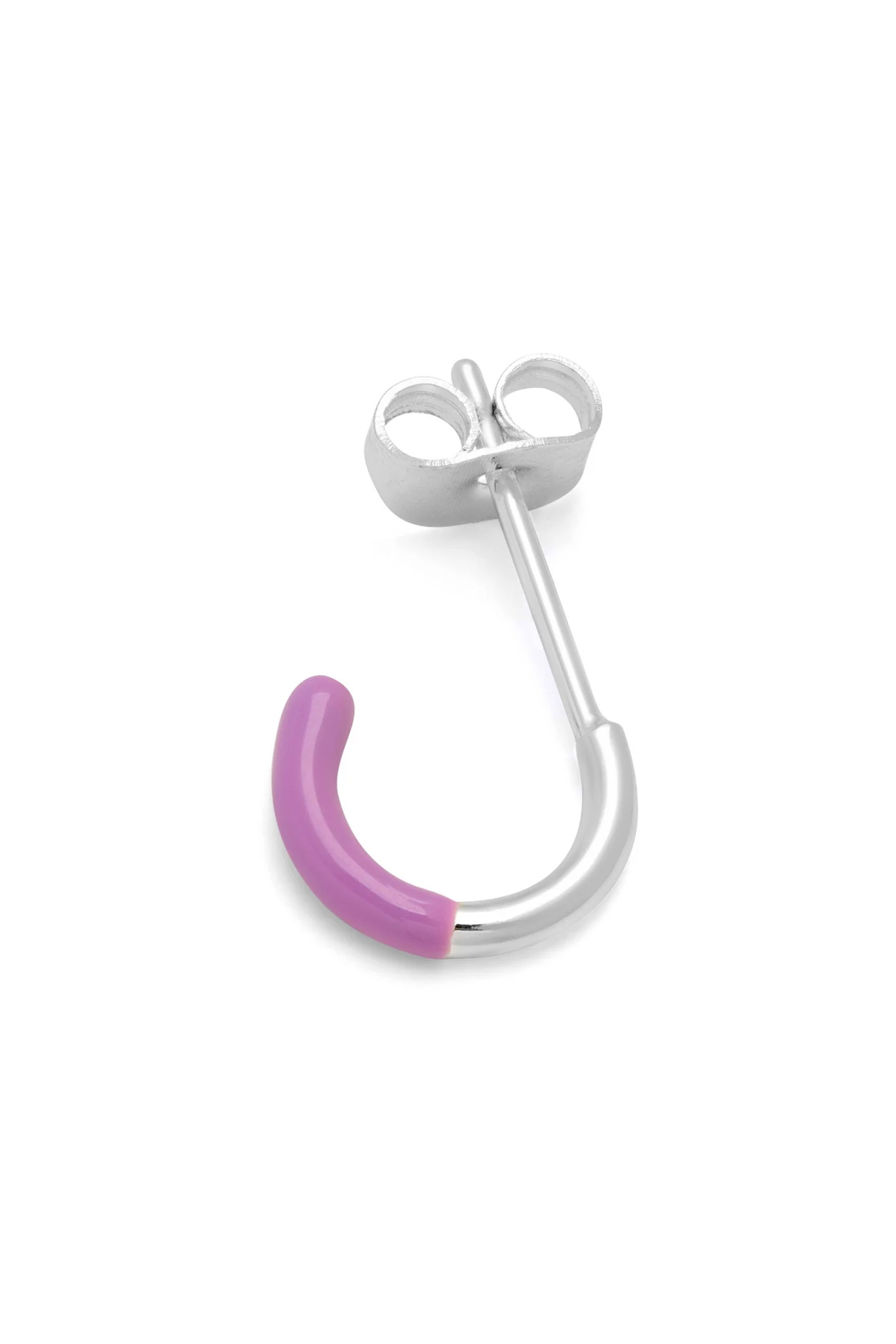 Pendiente aro bañado en plata 1 pieza HALF PURPLE - Imagen 5