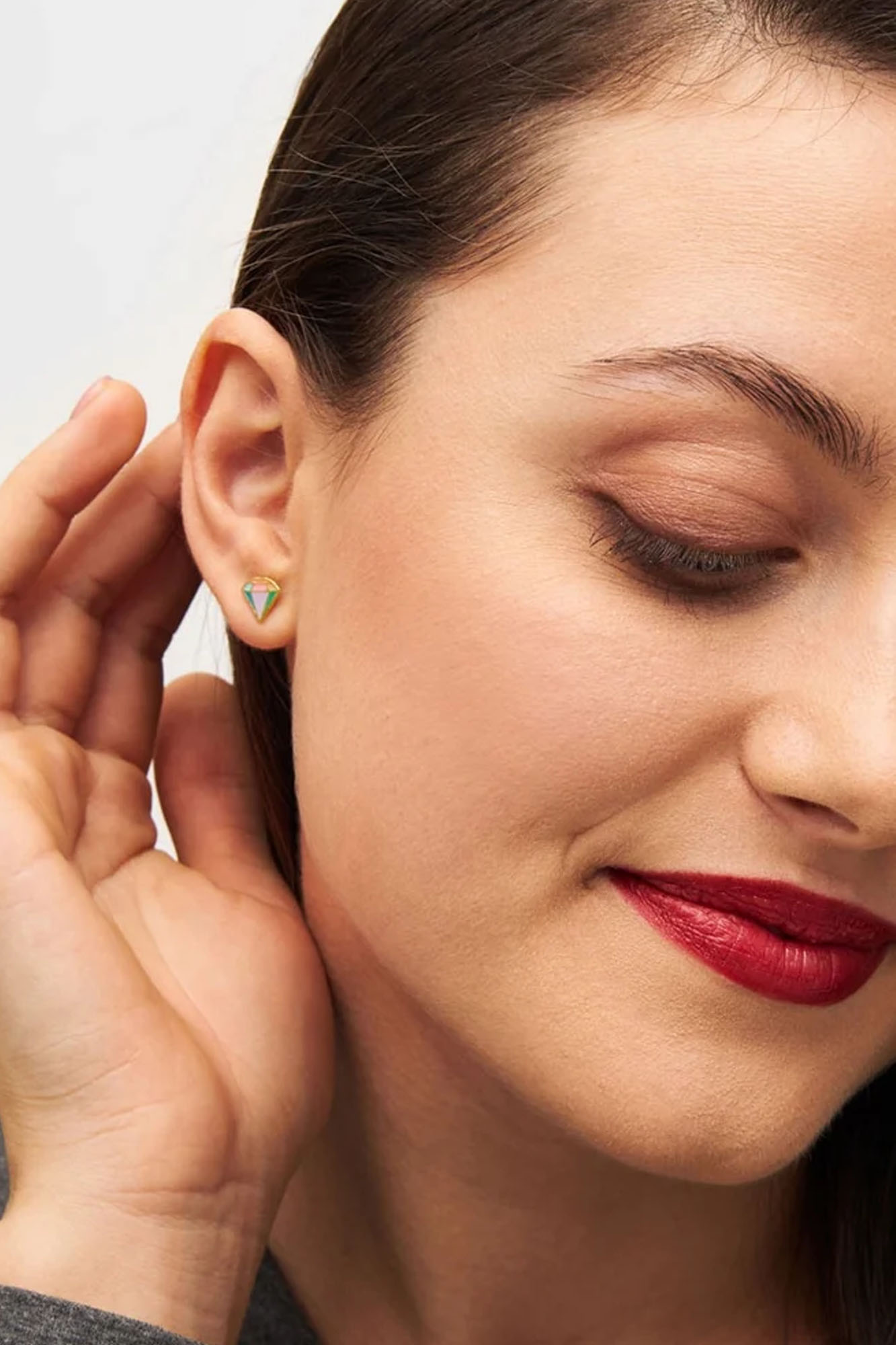 Pendiente 1 pieza DIAMOND bañado en oro