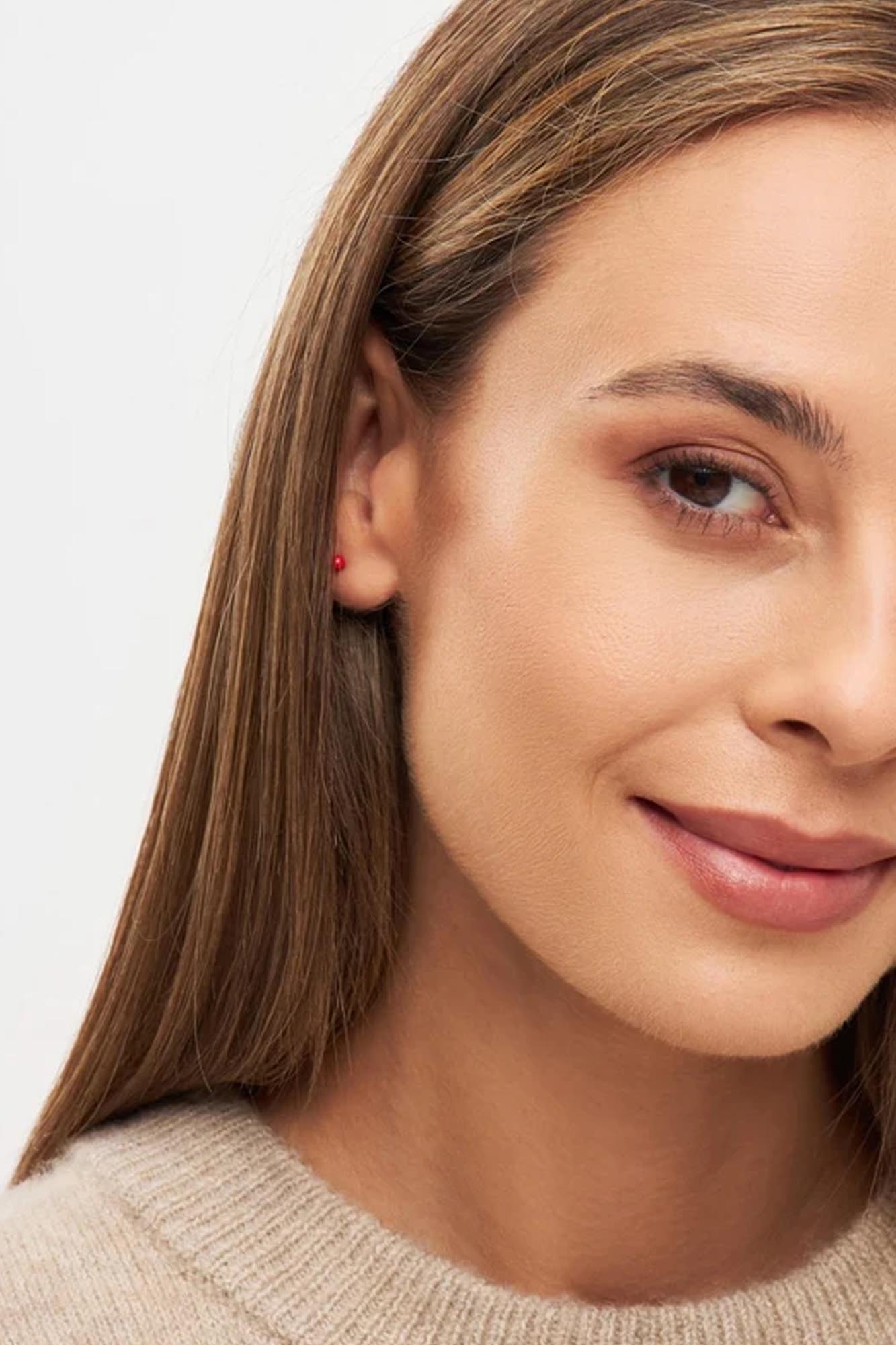 Pendiente esmaltado 1 pieza BALL PASSION RED