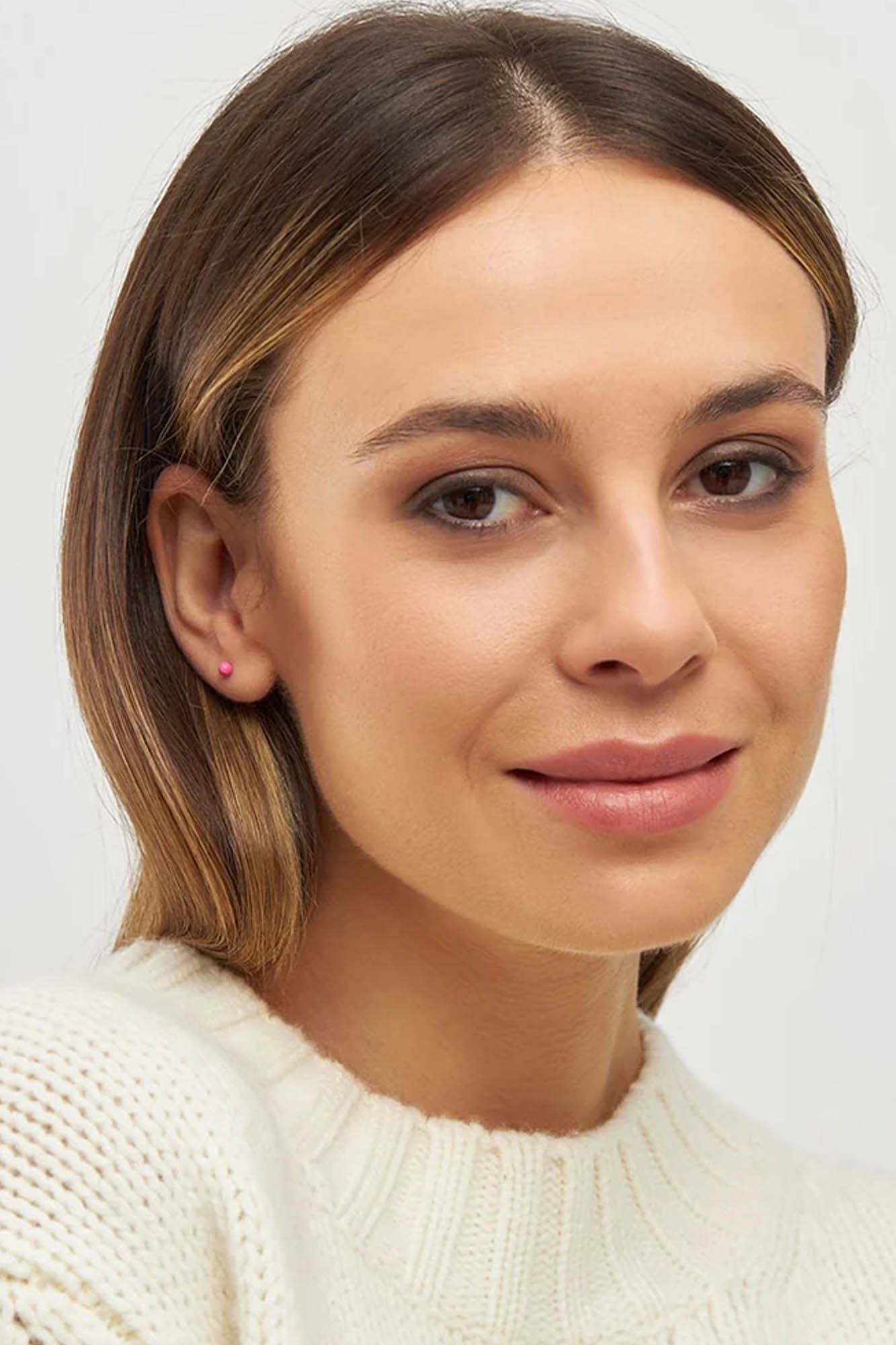 Pendiente esmaltado 1 pieza BALL PINK - Imagen 3