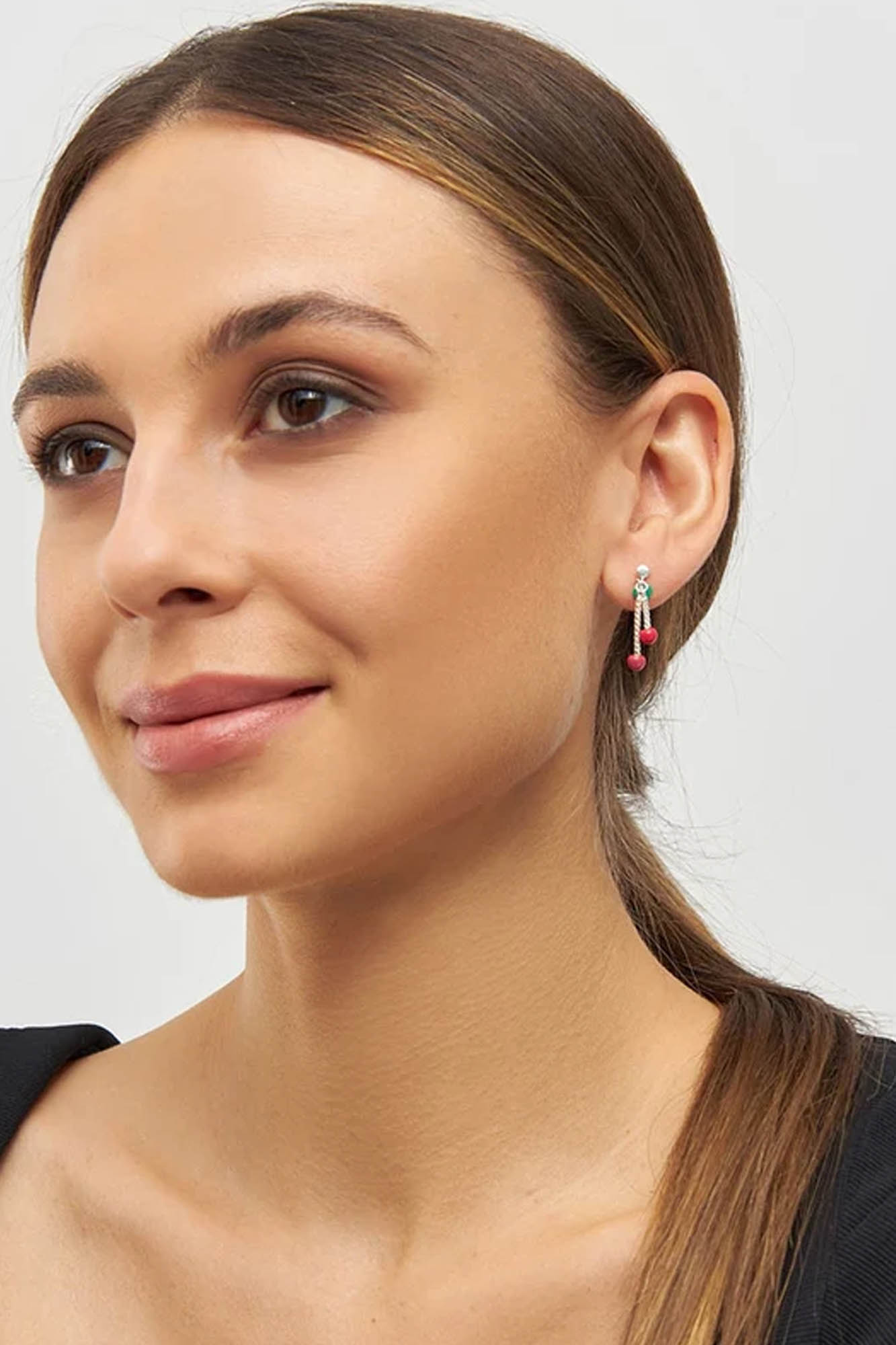 Pendiente largo 1 pieza CHERRY SILVER - Imagen 3