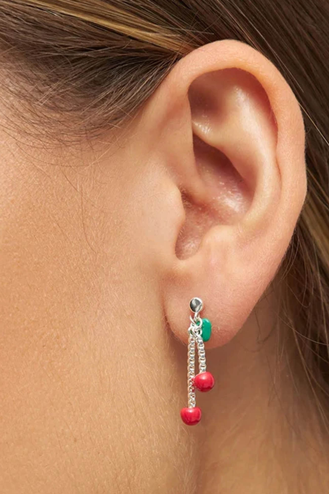 Pendiente largo 1 pieza CHERRY SILVER